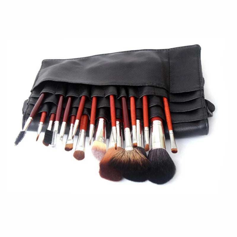 Black Two Arrays Makeup Brush Holder Professional PVC Apron Bag Artist Belt Strap Protable Make Up Bag Cosmetic Brush Bag